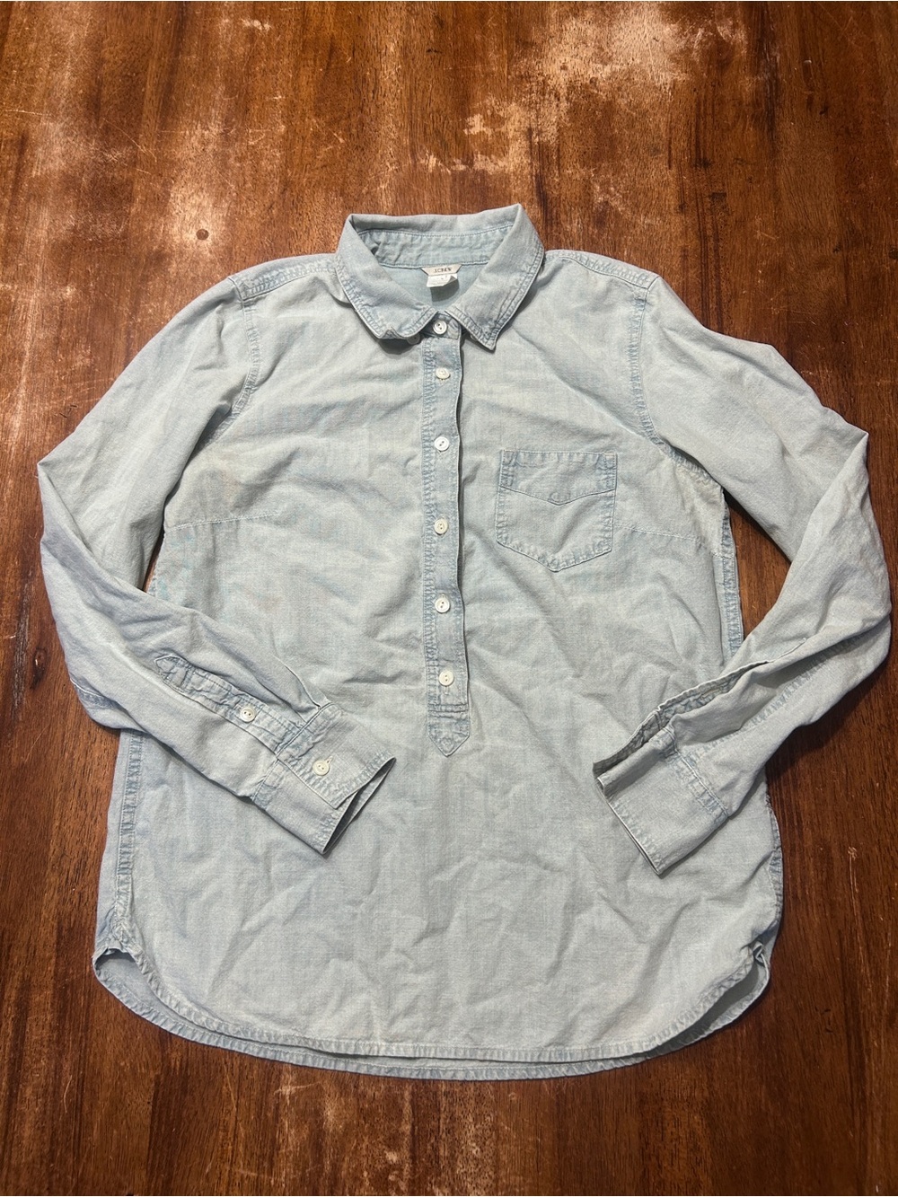 J. Crew Butter Mom Chambray Button-Down Popover Shirt